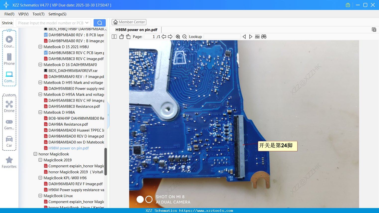 Laptop HUAWEI H98M Power On Pin
